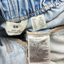 Load image into Gallery viewer, Girls H&amp;M, wide leg denim jeans, adjustable, Inside leg: 59cm, EUC, size 10,  