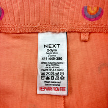 Load image into Gallery viewer, Girls Next, ribbed leggings, rainbows, Inside leg: 32cm, EUC, size 2-3,  