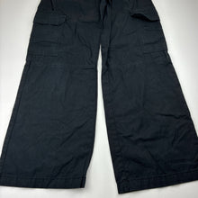 Load image into Gallery viewer, Unisex H&amp;M, black cotton cargo pants, adjustable, Inside leg: 70cm, EUC, size 14,  
