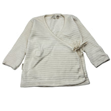 Load image into Gallery viewer, Unisex AROMABABY, organic cotton long sleeve wrap-over top, EUC, size 00,  