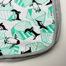 Load image into Gallery viewer, Unisex Milk &amp; Masuki, organic cotton baby blanket, penguins, 88cm x 98cm, light marks, FUC, size 0000-00,  
