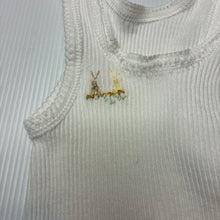 Load image into Gallery viewer, Unisex Bonds, hand embroidered ribbed cotton singlet top, EUC, size 0000,  