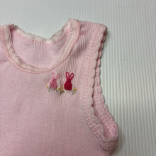 Load image into Gallery viewer, Girls 4 Baby, hand embroidered ribbed cotton singlet top, GUC, size 0000,  
