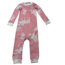 Load image into Gallery viewer, Girls Lazy One, pink cotton romper, moose, EUC, size 12 months,  