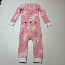 Load image into Gallery viewer, Girls Lazy One, pink cotton romper, moose, EUC, size 12 months,  