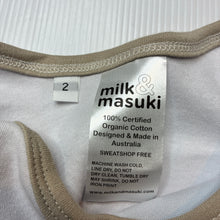 Load image into Gallery viewer, Unisex Milk &amp; Masuki, organic cotton tee / top, GUC, size 2,  