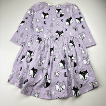 Load image into Gallery viewer, Girls Milk &amp; Masuki, organic cotton long sleeve dress, foxes, labels removed, EUC, size 5, L: 55cm at front