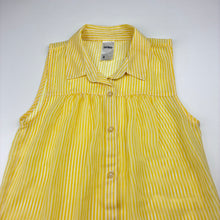 Load image into Gallery viewer, Girls Anko, yellow stripe sheer sleeveless blouse, light mark on back, FUC, size 8,  
