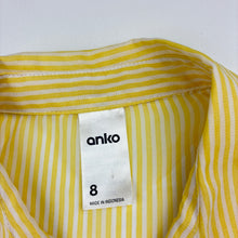 Load image into Gallery viewer, Girls Anko, yellow stripe sheer sleeveless blouse, light mark on back, FUC, size 8,  