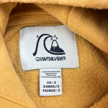 Load image into Gallery viewer, Boys Quiksilver, fleece lined hoodie sweater, mark back right sleeve, FUC, size 3,  