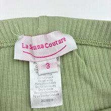 Load image into Gallery viewer, Girls La Sienna Couture, green ribbed leggings, Inside leg: 33.5cm, FUC, size 3,  