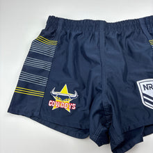 Load image into Gallery viewer, Mens NRL Supporter, Cowboys shorts, elasticated, W: 34cm across unstretched, EUC, size S,  