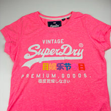 Load image into Gallery viewer, Womens Superdry, fluoro pink soft feel tee / top, GUC, size 8,  