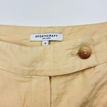 Load image into Gallery viewer, Womens Sportscraft, yellow linen wide leg pants, W: 39cm across, Inside leg: 64.5cm, EUC, size 10,  