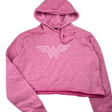 Load image into Gallery viewer, Womens Cotton On, DC Comics Wonderwoman fleece lined cropped hoodie sweater, armpit to armpit: 49cm, L: 40cm, EUC, size XS,  