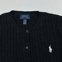 Load image into Gallery viewer, Girls Polo Ralph Lauren, black cotton cable knit cardigan, GUC, size 12-14,  