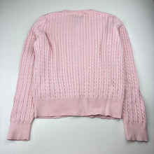 Load image into Gallery viewer, Girls Polo Ralph Lauren, pink cotton cable knit cardigan, marks left sleeve &amp; cuffs, FUC, size 12-14,  