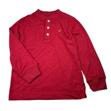 Load image into Gallery viewer, Boys Nautica, red marle long sleeve henley top, no size, armpit to armpit: 33cm, shoulder to cuff: 38.5cm, EUC, size 5-6,  
