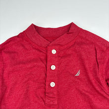 Load image into Gallery viewer, Boys Nautica, red marle long sleeve henley top, no size, armpit to armpit: 33cm, shoulder to cuff: 38.5cm, EUC, size 5-6,  