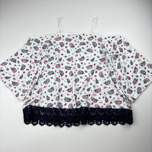 Load image into Gallery viewer, Girls Tilii, lightweight open-shoulder lace trim top, no size, armpit to armpit: 38cm, FUC, size 10-12,  
