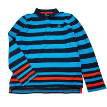 Load image into Gallery viewer, Boys United Colors of Benetton, striped cotton long sleeve polo top, no size, armpit to armpit: 38cm, shoudler to cuff: 48.5cm, GUC, size 9-10,  