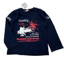 Load image into Gallery viewer, Boys KIDOMO, navy long sleeve tee / top, no size, armpit to armpit: 29cm, shoulder to cuff: 34cm, NEW, size 3-4,  