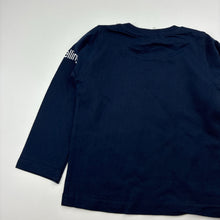 Load image into Gallery viewer, Boys KIDOMO, navy long sleeve tee / top, no size, armpit to armpit: 29cm, shoulder to cuff: 34cm, NEW, size 3-4,  