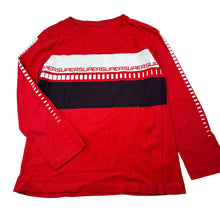 Load image into Gallery viewer, Boys red, cotton long sleeve tee / top, no size, armpit to armpit: 35cm, shoulder to cuff: 41cm, GUC, size 6,  