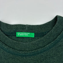 Load image into Gallery viewer, Boys United Colors of Benetton, green marle long sleeve top, no size, armpit to armpit: 38.5cm, shoulder to cuff: 44cm, GUC, size 7-8,  