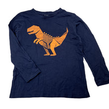 Load image into Gallery viewer, Boys navy, cotton long sleeve top, dinosaur, no size, armpit to armpit: 33cm, shoulder to cuff: 39.5cm, GUC, size 5-6,  
