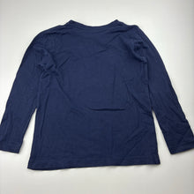 Load image into Gallery viewer, Boys navy, cotton long sleeve top, dinosaur, no size, armpit to armpit: 33cm, shoulder to cuff: 39.5cm, GUC, size 5-6,  