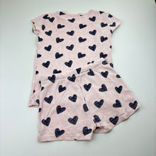 Load image into Gallery viewer, Girls pink, cotton pyjama top &amp; shorts, no size, armpit to armpit: 32cm, W: 26cm across unstretched, FUC, size 6-7,  