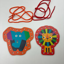 Load image into Gallery viewer, Toys Wooden, Set of 4 learn to lace animals, EUC,