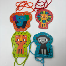 Load image into Gallery viewer, Toys Wooden, Set of 4 learn to lace animals, EUC,