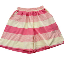 Load image into Gallery viewer, Girls striped, cotton blend shorts, elasticated, no size, W: 24.5cm across unstretched, EUC, size 7-8,  
