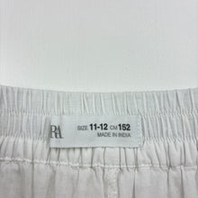 Load image into Gallery viewer, Girls Zara, white broderie cotton skirt, built-in shorts, elasticated, L: 33cm, EUC, size 11-12,  