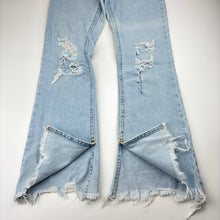 Load image into Gallery viewer, Girls Zara, distressed stretch denim jeans, adjustable, Inside leg: 65cm, FUC, size 11-12,  