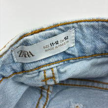 Load image into Gallery viewer, Girls Zara, distressed stretch denim jeans, adjustable, Inside leg: 65cm, FUC, size 11-12,  