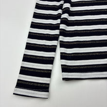 Load image into Gallery viewer, Girls Eve's Sister, ribbed long sleeve top, no size, armpit to armpit: 29cm, shoulder to cuff: 41cm, light marks lower back, FUC, size 6,  