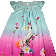 Load image into Gallery viewer, Girls Monsoon, colourful lightweight dress, unicorn, EUC, size 14-15, L: 83cm