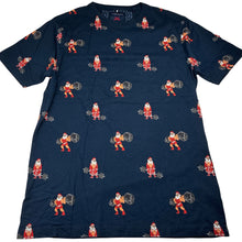 Load image into Gallery viewer, Mens DENIM &amp; FLOWER, navy cotton Christmas tee / top, armpit to armpit: 48cm, EUC, size M,  