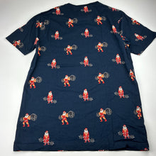 Load image into Gallery viewer, Mens DENIM &amp; FLOWER, navy cotton Christmas tee / top, armpit to armpit: 48cm, EUC, size M,  
