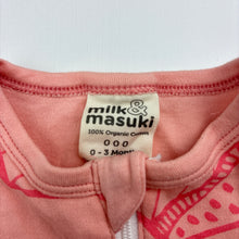 Load image into Gallery viewer, Girls Milk &amp; Masuki, organic cotton zip coverall / romper, EUC, size 000,  