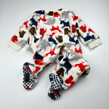 Load image into Gallery viewer, Boys Anko, fleece zip coverall / romper, marks on cuffs, FUC, size 0,  
