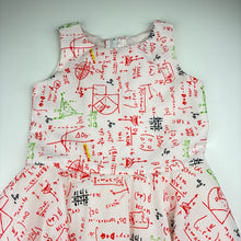Load image into Gallery viewer, Girls KAJOL, lined lightweight dress, maths equations, EUC, size 7-8, L: 78cm