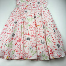 Load image into Gallery viewer, Girls KAJOL, lined lightweight dress, maths equations, EUC, size 7-8, L: 78cm