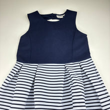 Load image into Gallery viewer, Girls Origami, navy &amp; white stripe party dress, EUC, size 8, L: 70cm