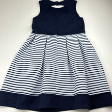 Load image into Gallery viewer, Girls Origami, navy &amp; white stripe party dress, EUC, size 8, L: 70cm