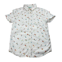 Load image into Gallery viewer, Boys M&amp;S, cotton short sleeve shirt, surfers, small mark upper right chest, FUC, size 7-8,  
