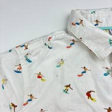 Load image into Gallery viewer, Boys M&amp;S, cotton short sleeve shirt, surfers, small mark upper right chest, FUC, size 7-8,  